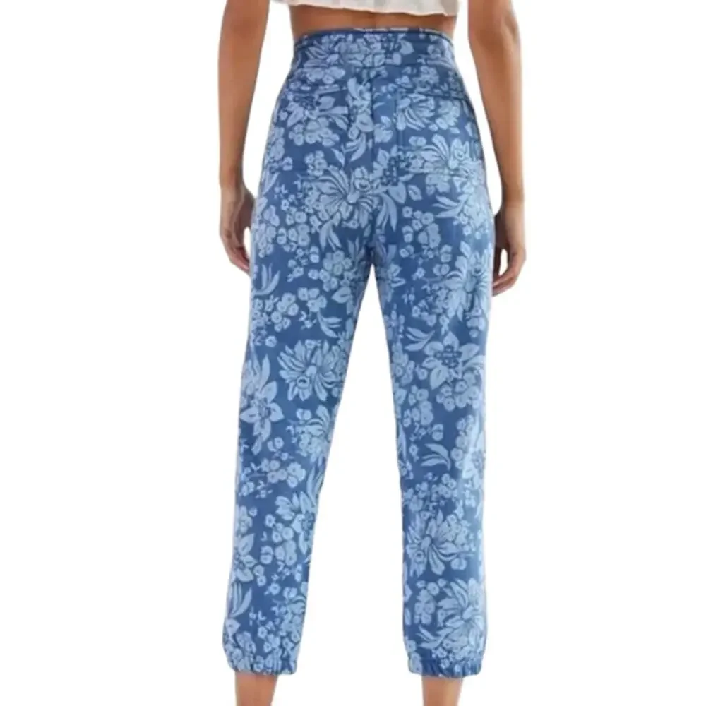 Anthropologie Daily Practice High Rise Cotton Floral Tassel Joggers Size XXSmall
